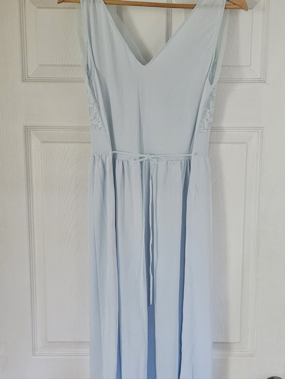 Vintage Light Blue Lace Bodice Double V-Neck Slip Dress - Picture 6 of 6